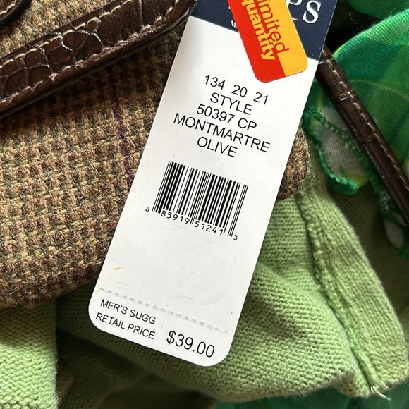 NWT Chaps Crossbody Purse Plaid Fabric Brown Faux Leather with Metal Closure. - Picture 3 of 9